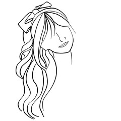 Women's long ponytail with bow