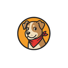 Obraz premium Cute Cartoon Dog Logo with Red Bandana