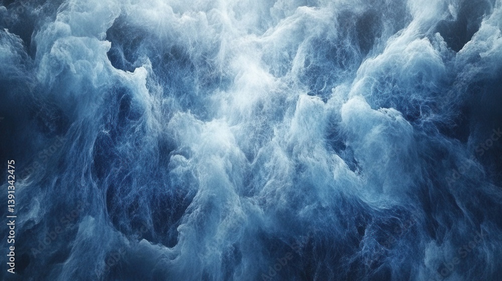 Aufkleber ethereal blue cloudscape abstract background with soft light and dark shadows creating a dreamy and 