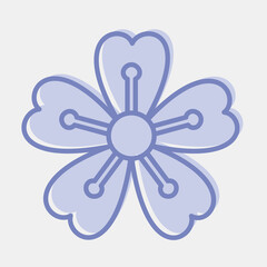 Icon sakura plum blossom. Japan elements. Icons in two tone style. Good for prints, posters, logo, advertisement, infographics, etc.