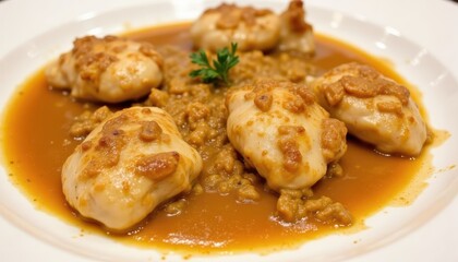 Fototapeta premium Savory Chicken Marsala Dish for Restaurant Menu.