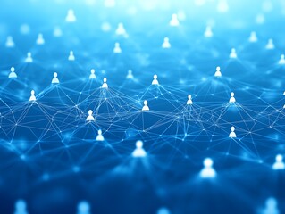 Network of people connected with lines on a blue background