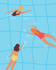 Summer poster with women relax in swimming pool © Mila Dobraya