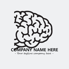 Brain illustration black and white for logo company vector image
