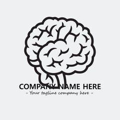 Brain illustration black and white for logo company vector image
