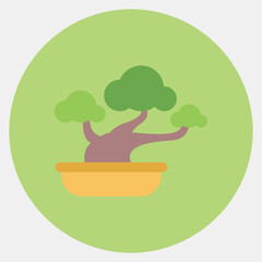 Icon bonsai. Japan elements. Icons in color mate style. Good for prints, posters, logo, advertisement, infographics, etc.