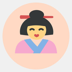 Icon geisha. Japan elements. Icons in color mate style. Good for prints, posters, logo, advertisement, infographics, etc.