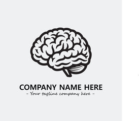 Brain illustration black and white for logo company vector image
