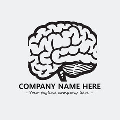 Brain illustration black and white for logo company vector image
