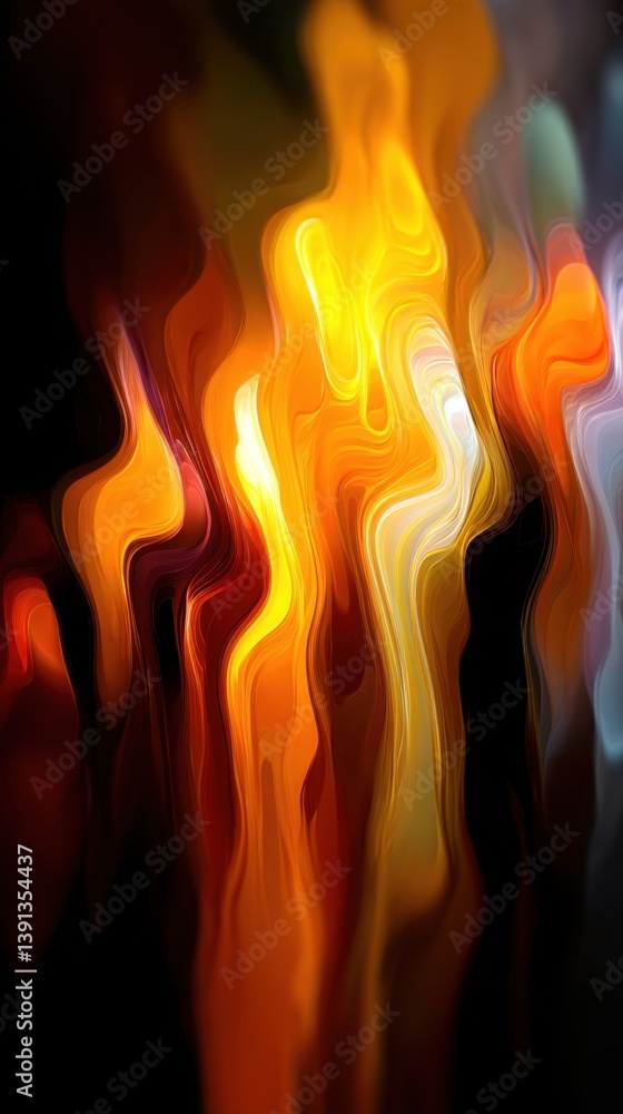 Poster abstract fiery glow with dynamic waves of orange and yellow light creating a warm and energetic visu