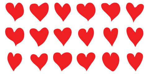 hand drawn heart icon love collection isolated on white background.