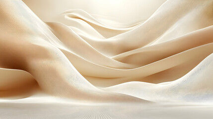 Obraz premium Wavy cream colored abstract fabric formations in soft ambient lighting