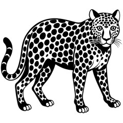 Leopard Black and White Vector Illustration: Bold Wildlife Design in Monochrome