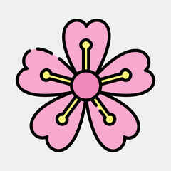 Icon sakura plum blossom. Japan elements. Icons in filled line style. Good for prints, posters, logo, advertisement, infographics, etc.