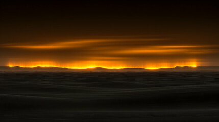 Abstract Landscape Depicting A Vivid Orange Light Over Hills