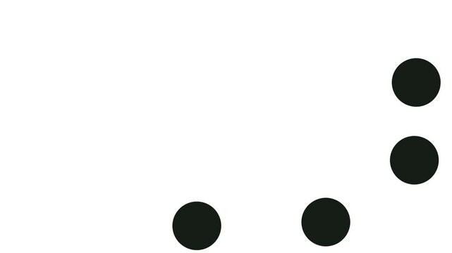 Large circles move along the edge, forming a frame.