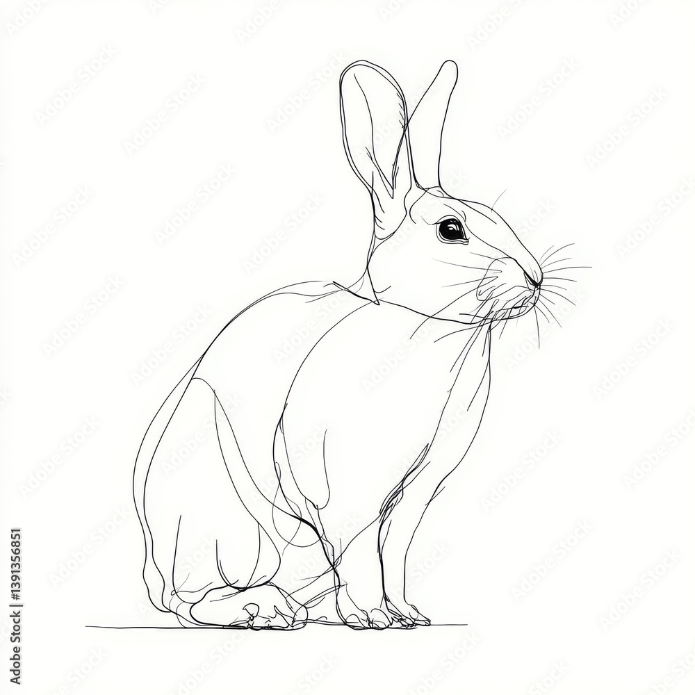 Aufkleber one continuous line drawing of a rabbit. animal concept. single line draw design vector graphic illu