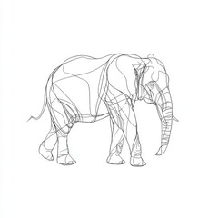 Obraz premium One continuous line drawing of a elephant. Animal concept. Single line draw design vector graphic illustration.
