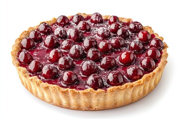 A realistic photo of Cherry Clafoutis, hyper-realistic, isolated on white