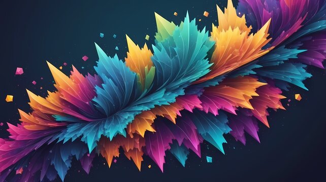 Vibrant particles forming a crystalline fractal shape, ultra-sharp detail, cool color palette