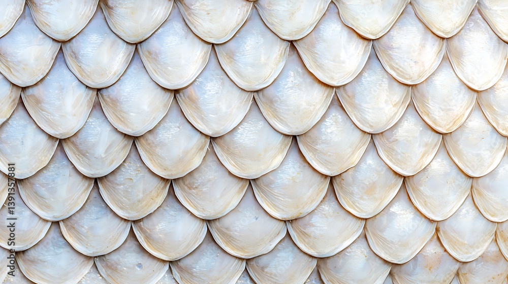Poster a close-up view of textured, overlapping scales resembling fish skin, showcasing a subtle color pale