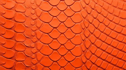 A vibrant orange textured surface resembling reptile skin, showcasing intricate patterns and a glossy finish.