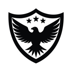 Fototapeta premium Eagle Silhouette with USA Flag Vector Art