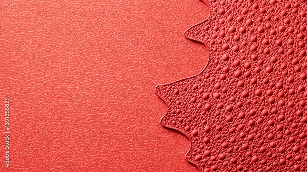 Aufkleber a close-up view of textured leather in a vibrant coral color, featuring a smooth surface transitioni