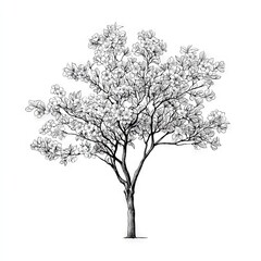 Single one line drawing Cherry tree spring flower. Cherry blossom concept. Continuous line draw design graphic vector illustration.