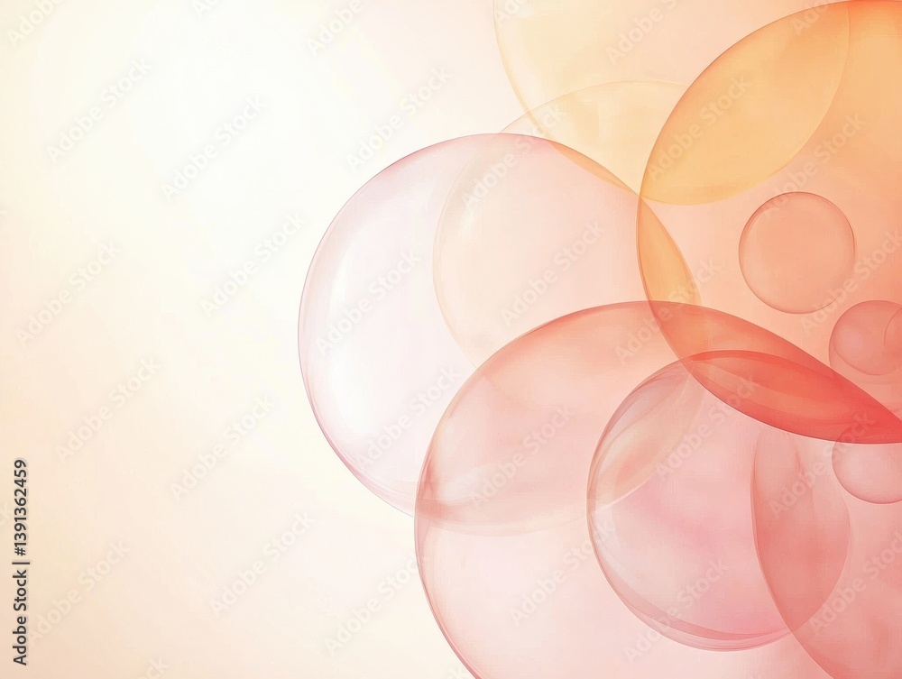 Poster abstract translucent bubbles floating with soft gradient colors for design elements