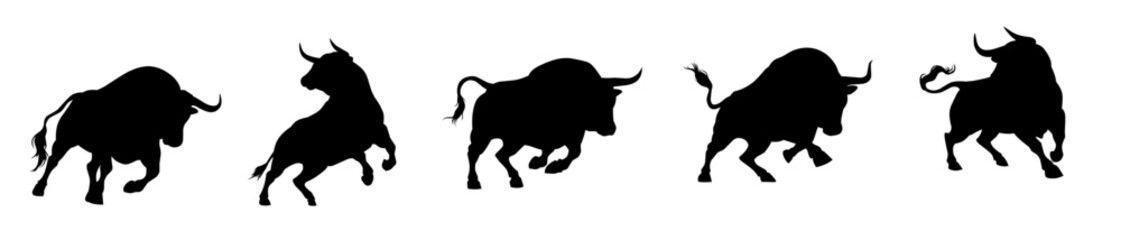 Silhouette bull matador illustration collection. vector. editable