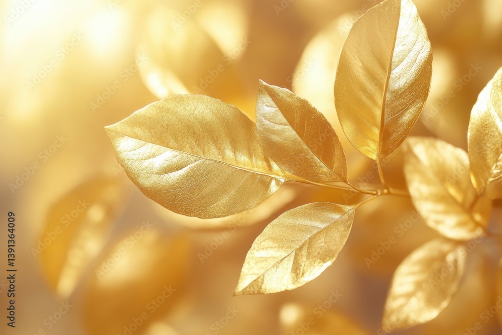 Poster golden leaves shining in soft light creating a warm and inviting atmosphere perfect for backgrounds 