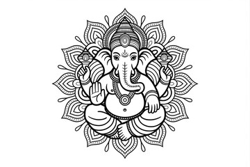 Ganesha Mandala:  Intricate Line Art of the Hindu God