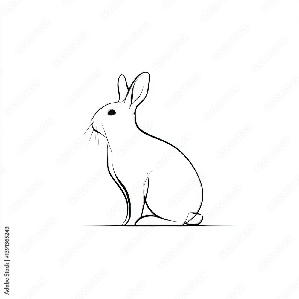Aufkleber one continuous line drawing of a rabbit. animal concept. single line draw design vector graphic illu
