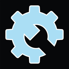 wrench and gear icon. maintenance gear repair icon vector sign.