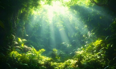 Obraz premium Dense tropical rainforest immersed in darkness, evoking mystery and wild nature. Ideal for themes of adventure or isolation. 