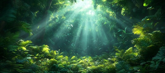 Obraz premium Dense tropical rainforest immersed in darkness, evoking mystery and wild nature. Ideal for themes of adventure or isolation. 