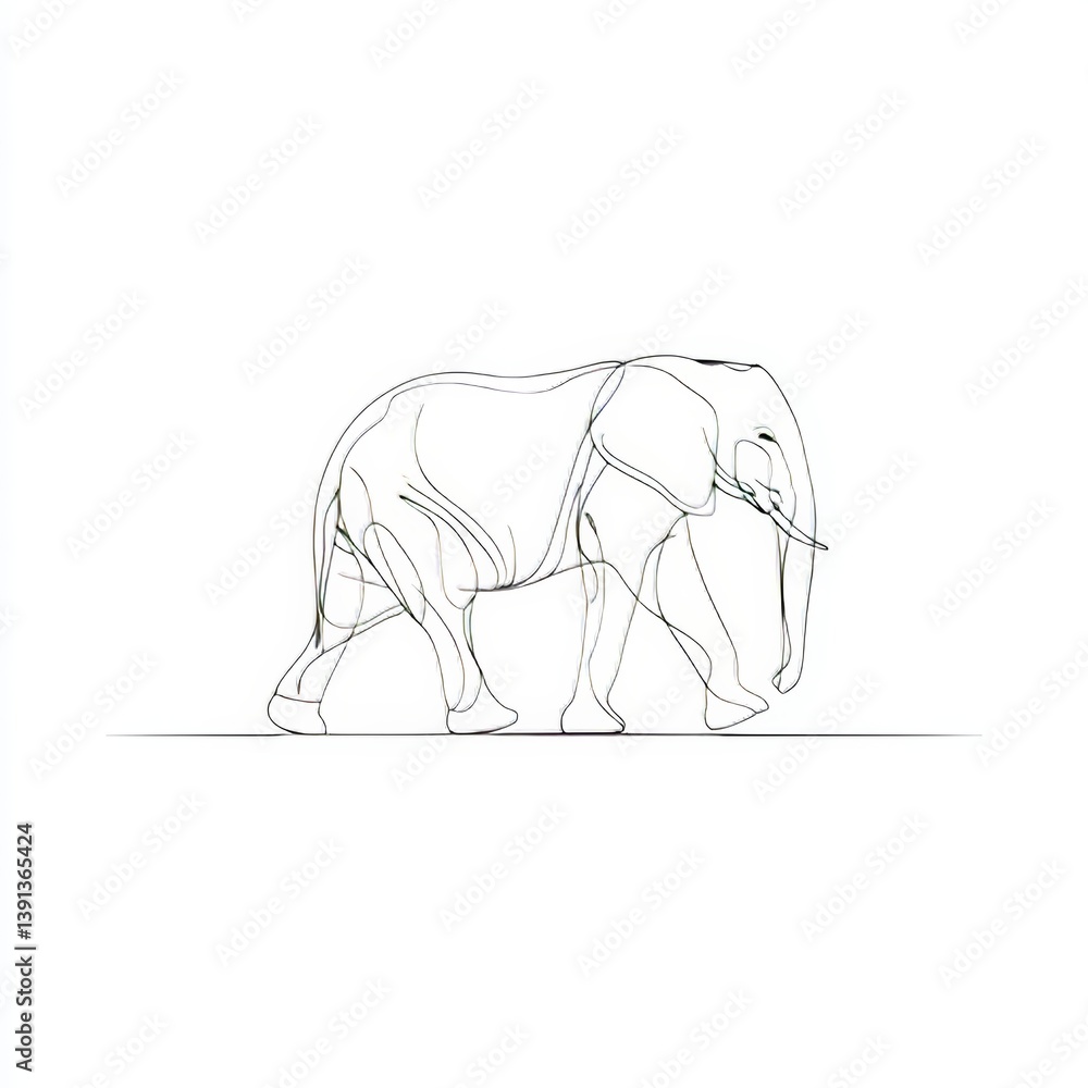 Aufkleber one continuous line drawing of a elephant. animal concept. single line draw design vector graphic il