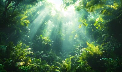 Obraz premium Dense tropical rainforest immersed in darkness, evoking mystery and wild nature. Ideal for themes of adventure or isolation. 