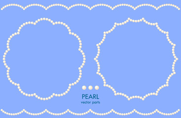 PEARLE VECTER PARTS. Graphic material of frames using illustrations of pearls. Wedding, greeting cards, luxury decoration.Not AI.