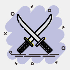 Icon katana sword. Japan elements. Icons in comic style. Good for prints, posters, logo, advertisement, infographics, etc.