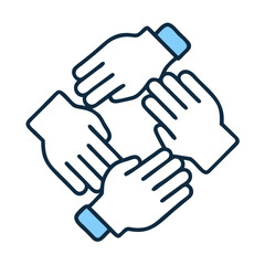 Fototapeta premium Three Hands in Unity Gesture Icon Design