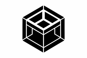 3D cube design silhouette vector illustration