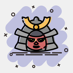 Icon samurai. Japan elements. Icons in comic style. Good for prints, posters, logo, advertisement, infographics, etc.