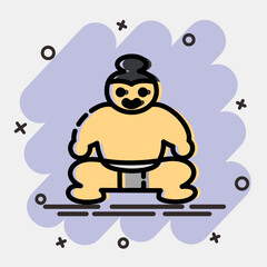 Icon sumo. Japan elements. Icons in comic style. Good for prints, posters, logo, advertisement, infographics, etc.