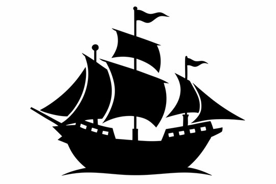 pirate ship design silhouette vector illustration