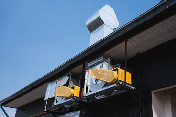 High-capacity kitchen exhaust hood for large-scale cooking.