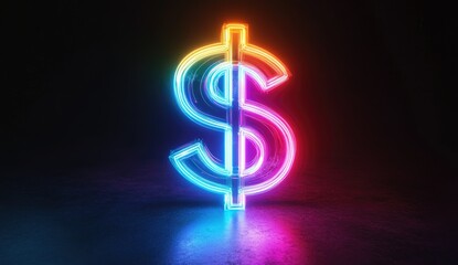 Vibrant Neon Dollar Sign