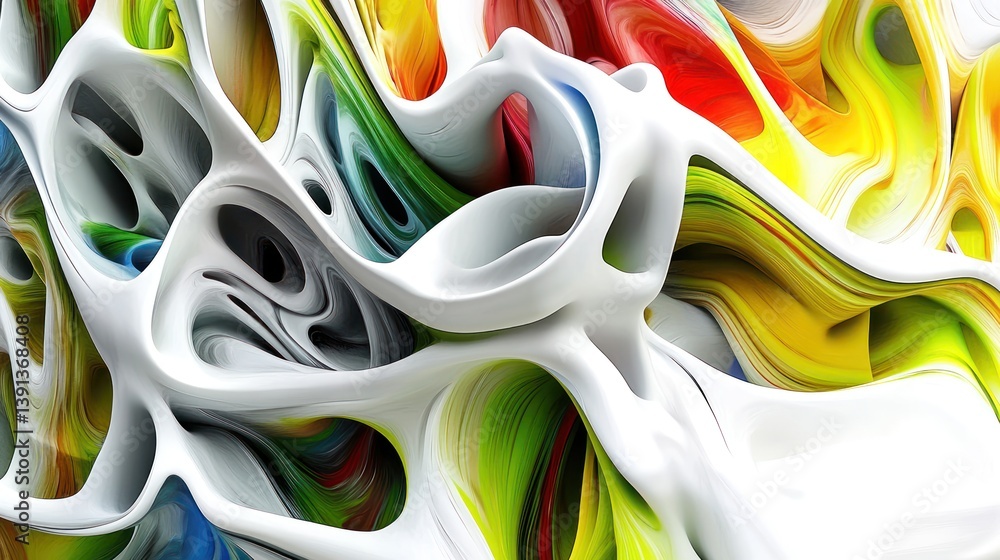 Poster abstract colorful 3d fluid forms background design