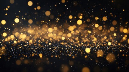 Golden glitter bokeh on black background; celebratory; festive; website banner